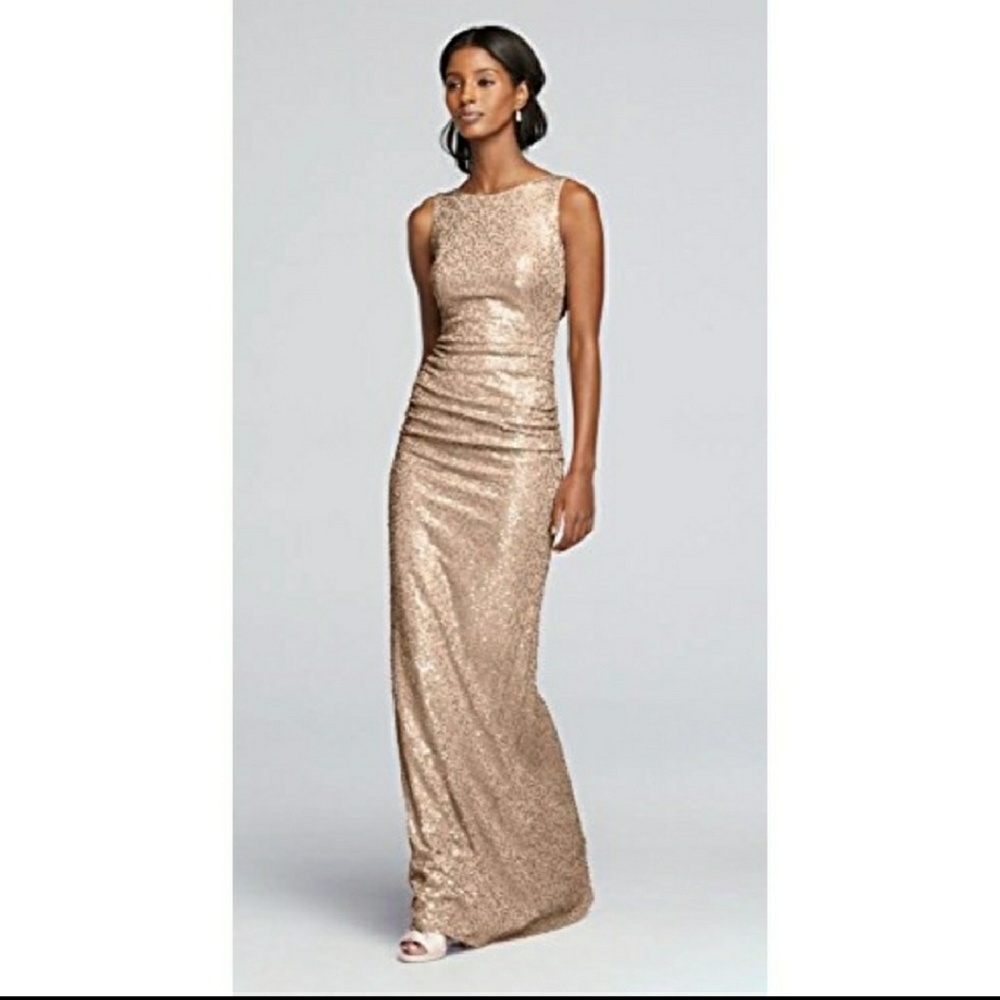 David's Bridal Long Sequin Bridesmaid Dress